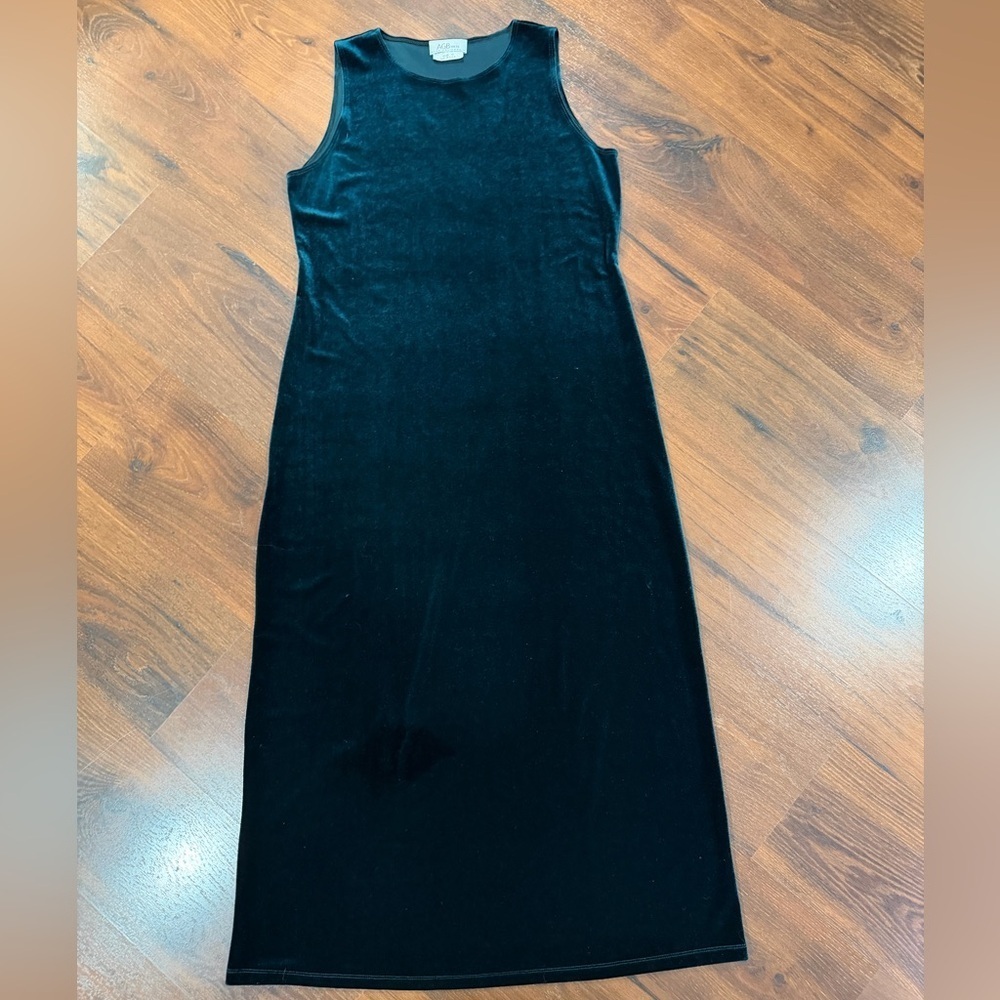 AGB Byer California green sleeveless velvet dress, size 12, made in the U.S.A - Picture 1 of 6